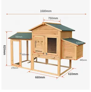 Jaalex kandang hewan luar ruangan kualitas tinggi rumah kandang ayam besar kayu dengan Lari