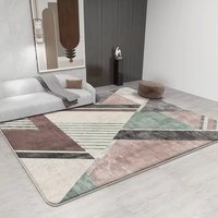 Tapis rectangulaire moderne à motifs géométriques multicolores antidérapant en polyester à poils ras pour la décoration de la maison, du salon et de la chambre à coucher (vente en gros)