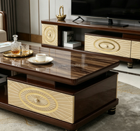 Ensemble meuble TV et table basse haut de gamme, luxe léger, verre moderne, salon, chambre, villa, hôtel, meuble TV