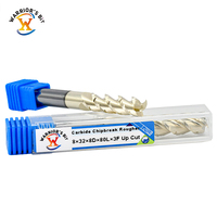 Warrior's 8mm tige carbure monobloc CNC fraises en bout 3 cannelures spirale routeur Bits chipbreaker ébauche travail du bois étain enduit OEM