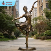 Statue en bronze sur mesure pour l'extérieur, taille réelle, représentant une danseuse, une femme dansante, sculpture en bronze.