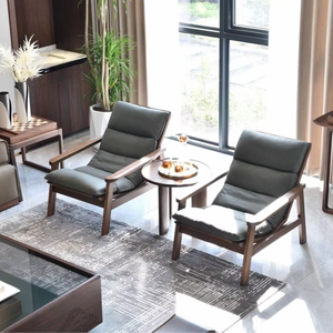 ठोस लकड़ी एकल सीट अवकाश कुर्सी आर्मरेस्ट के लिए घर कार्यालय के लिए प्राकृतिक लकड़ी के फ्रेम - Product Image 1