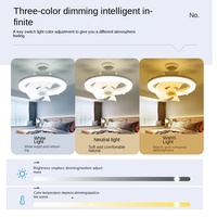 Ventilateur de Plafond LED Intelligent E27 Rotatif à 5 Vitesses, Intensité Variable, pour Salle de Bain, Construction Métallique Moderne, 5 Températures de Couleur, Télécommande