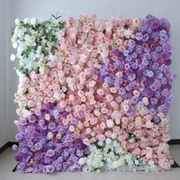 Mur de fleurs artificielles violettes en gros C-578, toile de fond 3D 5D pour mariage, roses violettes enroulables pour décoration de Noël et de mariage