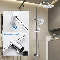Ensemble de pommeau de douche haute pression chromé de luxe Leelongs avec support mural à installation rapide