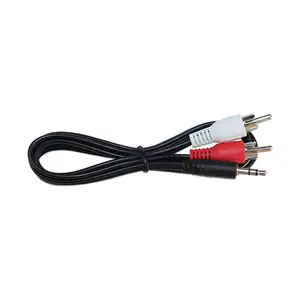 3.5mm Aux To 2 RCA Male To Male Cable AV Audio Cable 2RCA Male Plug Audio Transfer 1m 10 Pcs Black For TV VCR Video Audio Cable