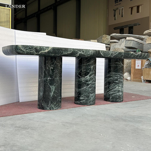 Lander đá Verde <span class=keywords><strong>san</strong></span> Denise đá cẩm thạch bàn ăn đá tự nhiên trung tâm bảng cho biệt thự đá cẩm thạch bàn ăn - Product Image 2