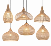 Lampe suspendue en rotin de style japonais, luminaire créatif et unique en rotin, esthétique en bois naturel, adapté aux chambres à coucher