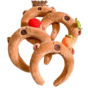 Women's Capibara Headband Autumn Winter Fashion Maillard <strong>Hair</strong> Accessories for Kids Cartoon Plush New Fashion <strong>Hair</strong> <strong>Clasp</strong> - Product Image 1