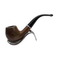 Pipe à tabac en résine à grain de bois de 146 mm en gros |   Tige Courbée Noire avec Support en Y YunAng