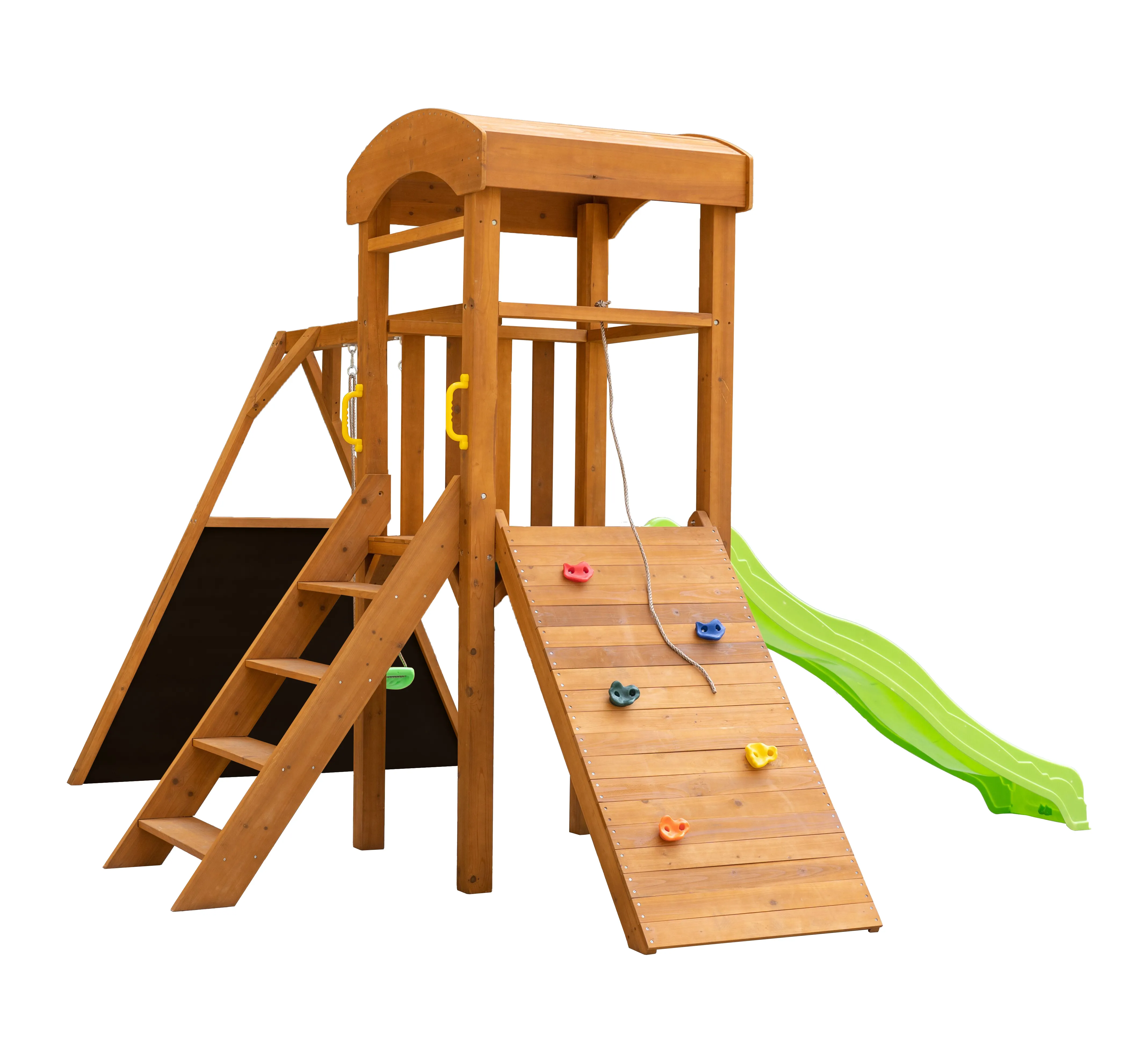 नया लकड़ी का किंडरगार्टन लकड़ी का चढ़ाई सेट स्लाइड स्विंग आउटडोर बच्चों का मनोरंजन उपकरण