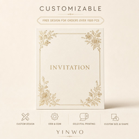 Carte d'invitation personnalisée de haute qualité en or champagne avec logo personnalisé, forme sur mesure, carte d'invitation événementielle OEM