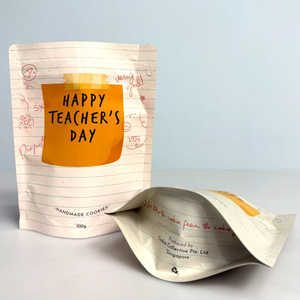 Sachet refermable en papier kraft biodégradable imprimé sur mesure pour emballage alimentaire, biscuits, bonbons, cadeaux de fêtes - Product Image 2