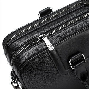 WilliamPOLO Sacoche d'Affaires pour <span class=keywords><strong>Homme</strong></span> de Style Vintage, Élégante, Noire, en <span class=keywords><strong>Cuir</strong></span> Véritable Souple, avec Fonctionnalité Imperméable - Product Image 3