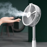 Ventilateur pliable télescopique à tête oscillante, mini ventilateur de table portable USB, ventilateur de sol, batterie externe, ventilateur humidificateur à pulvérisation