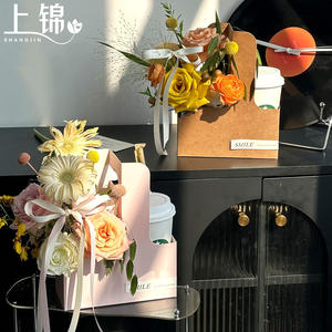 Özel Logo taşınabilir çiçek kağıt kutuları ve hediye paketleme için Kraft fincan taşıyıcı, doğum günü kutlamaları, düğün ambalaj - Product Image 6