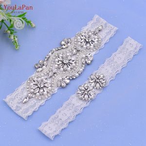 YouLaPan S05 2 pièces luxueux strass perle appliques jambes bandes femmes fête mariage blanc <span class=keywords><strong>dentelle</strong></span> Stretch <span class=keywords><strong>cuisse</strong></span> anneau mariée jarretière - Product Image 4