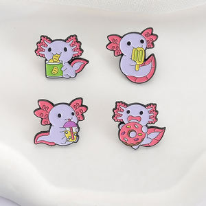 Axolotl mignon avec beignet émail broche créatures marines dessin animé Animal broche revers sac à dos Badge bijoux cadeaux pour enfants amis - Product Image 3