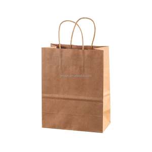 Sac de courses en papier kraft écologique avec poignée longue, recyclable, biodégradable, qualité alimentaire, certifié ISO9001, promotionnel - Product Image 1
