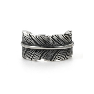 Mode <span class=keywords><strong>Couple</strong></span> anneaux personnalité réglable ouvert anneaux Vintage ange <span class=keywords><strong>gardien</strong></span> plume anneau bijoux pour femmes hommes mariage - Product Image 5