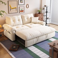 Canapé-lit pliable en velours en forme de L avec housses amovibles et lavables, style crème, pour salon, utilisation convertible, petits appartements