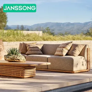Premium-Outdoor-Möbel Kollektion Luxus-Gardensofa Outdoor-Teakholzset für Villen und Hotels moderne elegante Holz-Patio-Möbel