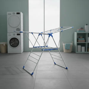 Tendedero de Ropa Plegable de Acero de un Solo Nivel para Ahorrar Espacio en el Balcón del Apartamento - Product Image 2