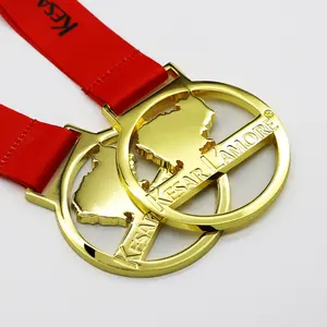 Custom Glossy Gold Plating Zinc Alloy Metal Craft for Marathon Sport Award Medal