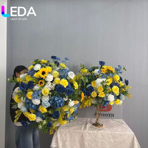 LEDA Nouvelle Arrivée Boule de Fleurs Artificielles Fantaisie Bleues et Jaunes Mélangées pour Décoration de Table de Mariage - Product Image 2