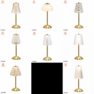 Lampe de table LED sans fil <span class=keywords><strong>rechargeable</strong></span> en or de luxe moderne avec abat-jour en cristal pour mariage, restaurant, dîner, lumière d'ambiance - Product Image 2