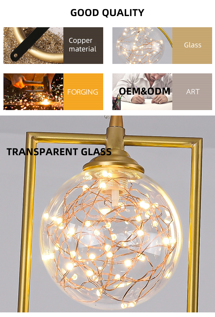 New Indoor Decoration Modern Copper Wholesale Hotel Household Led Chandelier Pendant Lamp