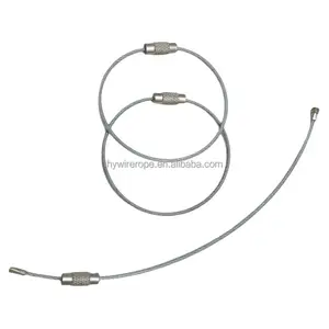 行李标签用不锈钢钢丝绳环螺丝锁夹不锈钢钥匙圈电缆线环