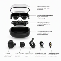 Earphone Bluetooth Open Ear dengan Pengait Telinga, Headphone Nirkabel, Indikator Baterai LED untuk Gaming dan Olahraga