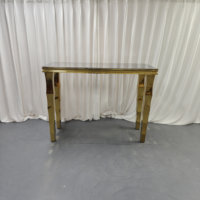 Table de bar en acier inoxydable doré de luxe avec plateau en verre trempé pour mariage, banquet, hôtel, événement