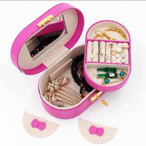 Boîte de rangement de voyage de luxe rose pour bijoux, étui de présentation pour bagues et pendentifs, vente en gros - Product Image 1