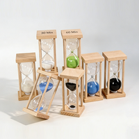 Nouveauté Sablier de 1, 3 ou 5 minutes avec cadre en bois multicolore en verre Logo de brossage des dents pour les cadeaux de décoration d'anniversaire de Noël
