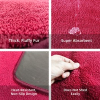 Tapis de bain semi-circulaire à poils longs, lavable en machine, absorbant, antidérapant, en polyester doux, pour salle de bain, entrée, sol