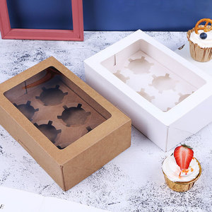 Hộp Giấy Thực Phẩm Lấy Đi Các Tông Tùy Chỉnh Với Cửa Sổ Trong Suốt Hộp Gấp Bánh <span class=keywords><strong>Cupcake</strong></span> Để Đóng Gói - Product Image 5