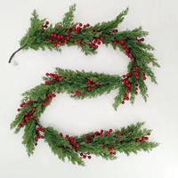 Guirlande de baies rouges et de cyprès pour décorations de Noël saisonnières en extérieur, décorations de Noël festives