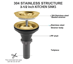 Kit <span class=keywords><strong>Scarico</strong></span> Lavello Cucina 4 Pollici in Acciaio Inox 304 Finitura Spazzolata Ecologico Anticorrosione Facile Installazione - Product Image 6