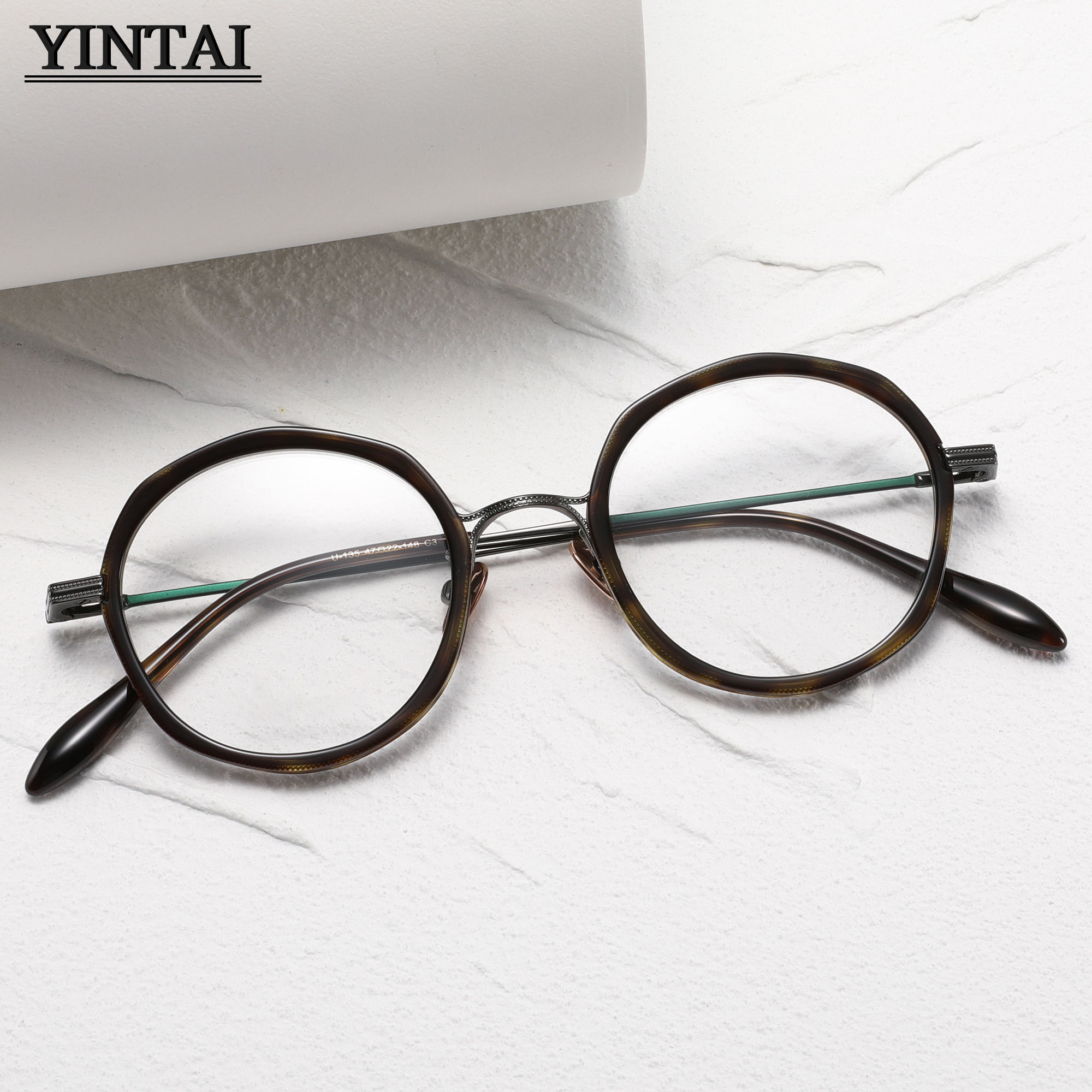 Wholesale High Quality Chinese Titanium Eyeglasses Frames Fashionable  Irregular Circular Optical Glasses for Women Reading Men's