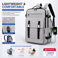 Sac à dos extensible pour ordinateur portable 15,6 pouces, grande capacité, sac de voyage d'affaires, nylon imperméable, sangles cachées pour hommes