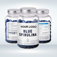 Compléments alimentaires en poudre de spiruline bleue en 60 capsules, marque privée OEM, meilleur prix, protéines pures riches en E18 Phycocyanine pour adultes