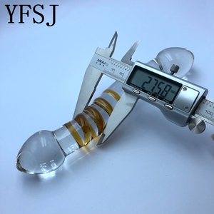 Gladde borosilicaatglas <span class=keywords><strong>dildo</strong></span> voor prostaat- en puntmassage, transparante theestripkleur, unisex voor vrouwen en mannen, 200x35mm, 259g - Product Image 4