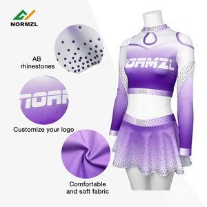 맞춤형 치어리딩 유니폼 모조 다이아몬드 승화 치어리딩 웜 업 퍼플 응원 복장 - Product Image 4