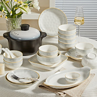 Vaisselle en céramique de haute qualité personnalisée en gros, couleur sous glaçure, style nordique minimaliste, ensemble bol et assiette compatibles micro-ondes