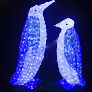 Chủ đề kỳ nghỉ điêu khắc trang trí vườn thú công viên 3D chủ đề chim cánh cụt Motif ánh sáng