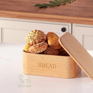 Caja de Pan Multifuncional Portátil Hecha a Mano de Bambú Natural con Tapa Hermética Abatible para Almacenamiento de Pan en la Encimera de la Cocina, Ideal para Regalos - Product Image 1