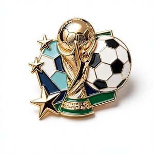 Broche de Oro de 9k con Diseño de Balón de Fútbol y Estrellas, Trofeo de la Copa Mundial de Fútbol, Joyería Clásica Unisex para Regalo - Product Image 1
