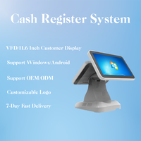 Caja Registradora para Restaurante de Comida Rápida, Sistema POS de Doble Pantalla de 11.6 Pulgadas con Pantalla para el Cliente, Facturación, Gestión de Inventario